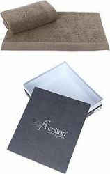 Soft Cotton – Darčeková súprava uterák a osuška Leaf, 2 ks, hnedá