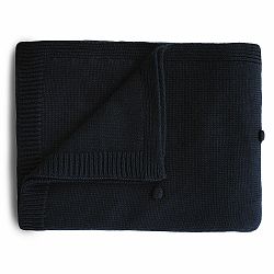 Mushie pletená detská deka z organickej bavlny, bodkovaná - dark navy