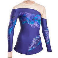 DOMYOS Gymnastický trikot s dlhými rukávmi na modernú gymnastiku fialový FIALOVÁ S