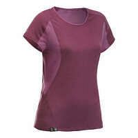 FORCLAZ Dámske trekingové tričko MT500 z vlny merino s krátkym rukávom fialové BORDOVÁ XL