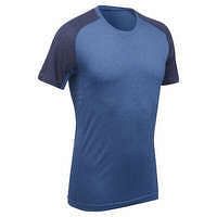 FORCLAZ Pánske tričko merino Trek 500 na horskú turistiku s krátkym rukávom modré MODRÁ M
