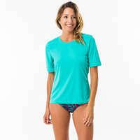 OLAIAN Dámske tričko s UV ochranou s krátkym rukávom na surf tyrkysové TYRKYSOVÁ 2XL